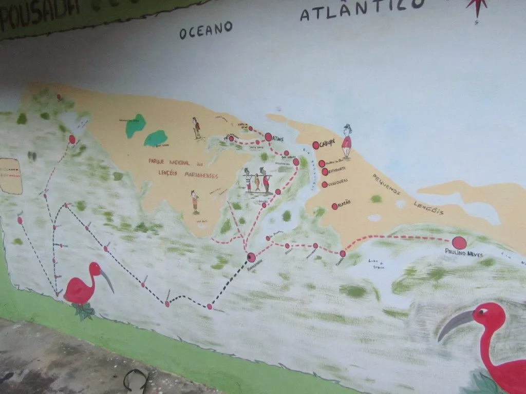 Mapa esquematizado dos Lençóis